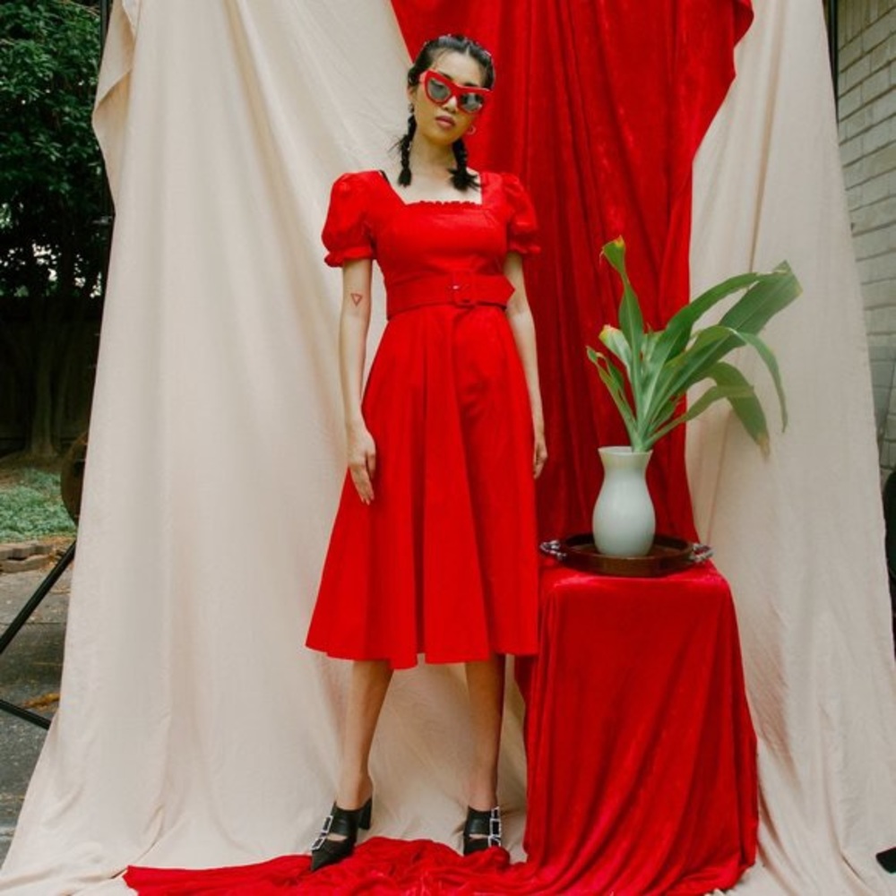Staud red Maryann cotton dress